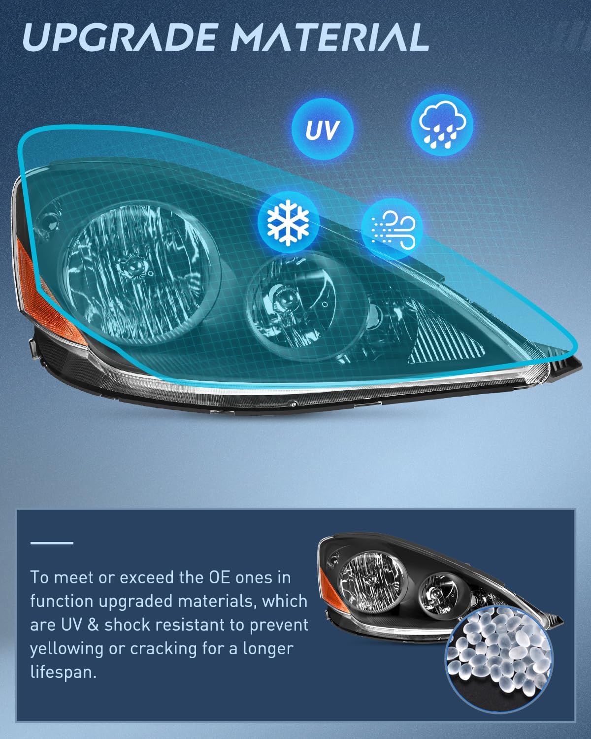 2006-2010 Toyota Sienna Headlight Assembly Black Housing Amber Reflector Clear Lens Nilight