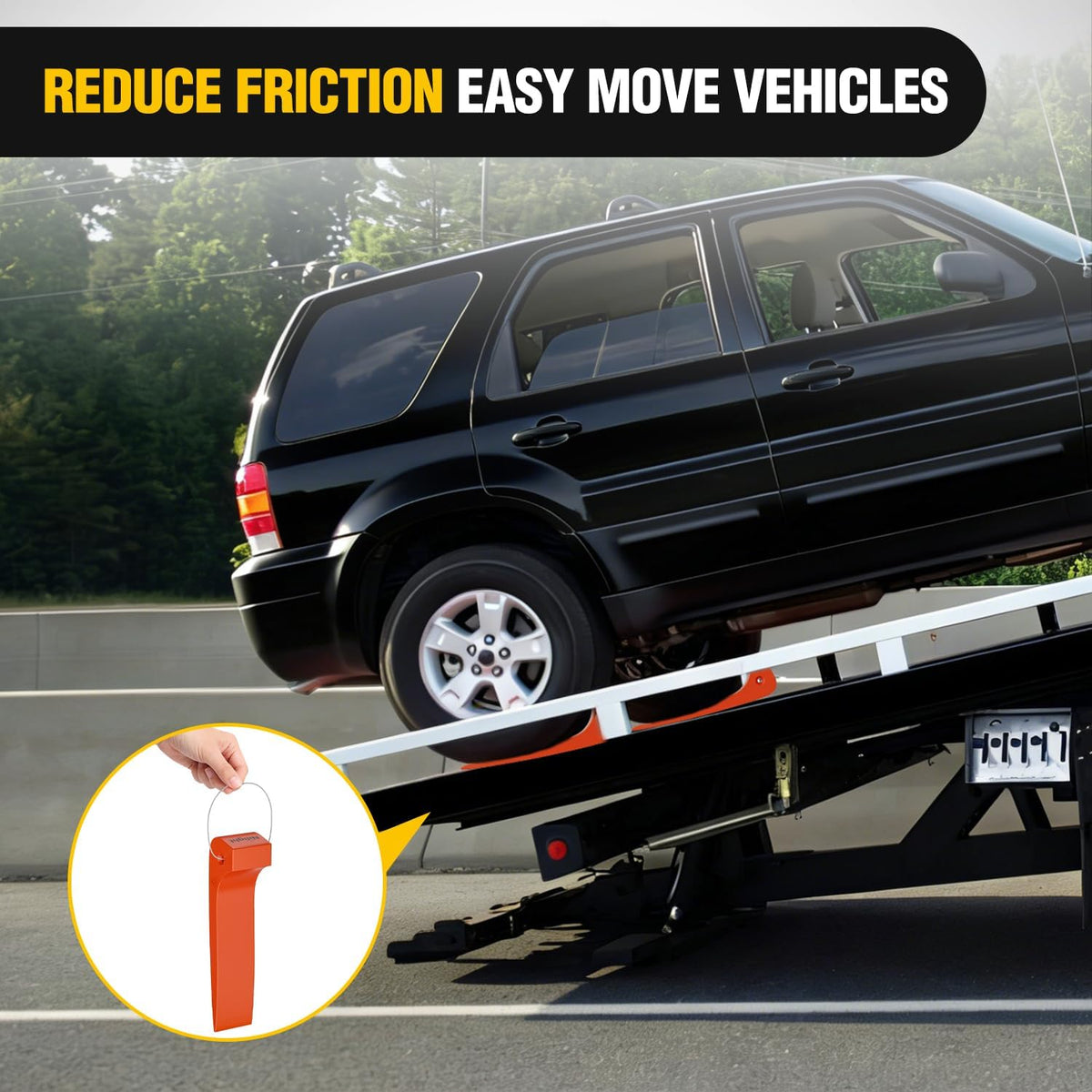 Tire Skates 4Pack – Rollback Tow Truck & Flatbed Carrier Accessories, Low Friction Skids for Locked Wheel Towing & Disabled Vehicle Recovery, 4000 lbs, Orange
