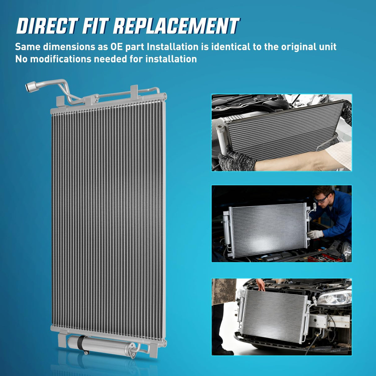 AC Condenser Fit for Nissan Altima L4 2.5L V6 3.5L 2007-2011 Altima ALL Engine 2012-2018 Maxima 2009-2023 Air Conditioning A/C Condenser w Receiver Drier Replace#3639, NI3030161, NI3030171