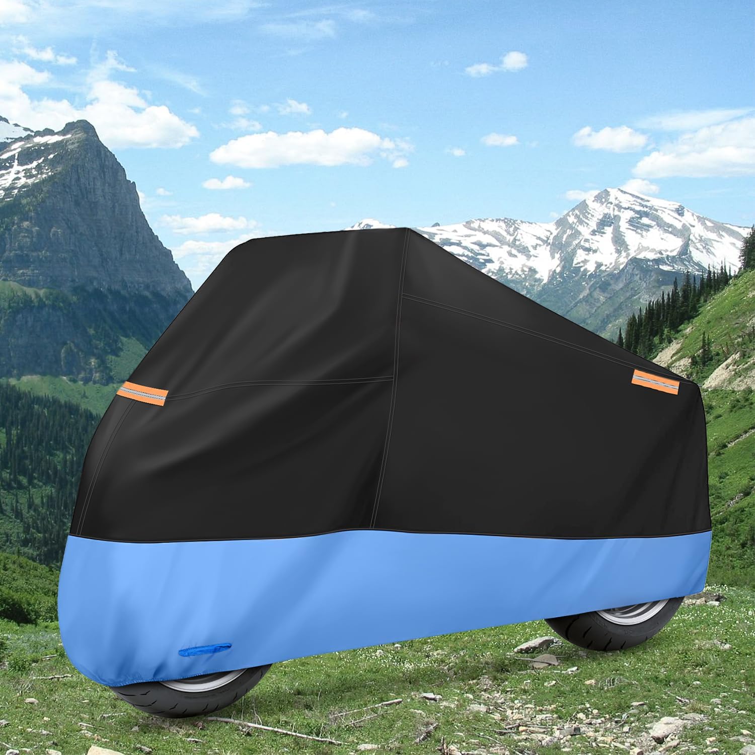 Motorcycle Cover with Lock-Hole Storage Bag & Protective Reflective Strip Fits up to 108" Nilight