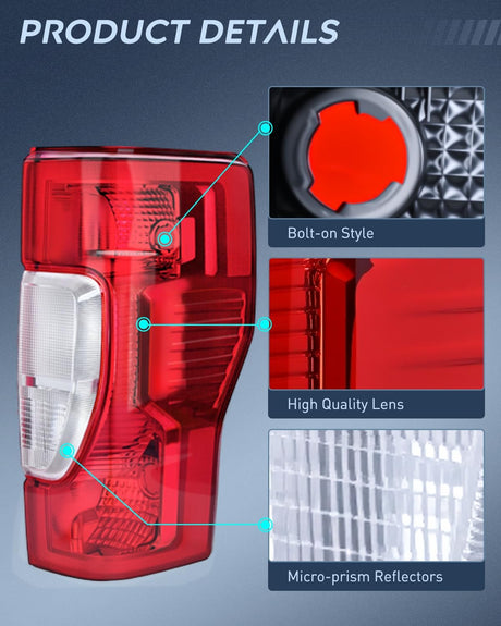 Taillight Assembly Compatible with 2020 2021 2022 Ford F250 F350 Super Duty Non-Blind Spot Halogen Type Rear Tail Light Passenger Side