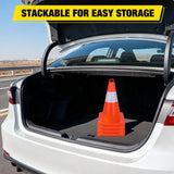 18 inch Traffic Safety Cones, 4  Pack Durable PVC Orange Cones with Reflective Collars for Road Safety, Parking, Construction Work, Sports Training