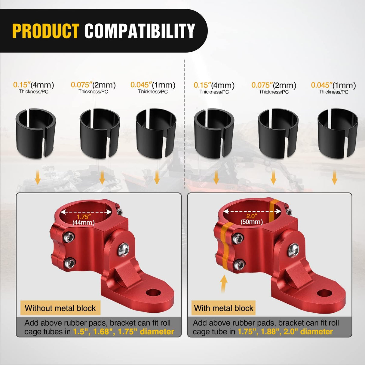 1PC UTV Flag Antenna Mount Whip Light Mounting Bracket Red Adjustable Heavy Duty for 1.5 to 1.75inch 1.75 to 2inch for Polaris RZR Ranger Can Am Maverick X3 Talon