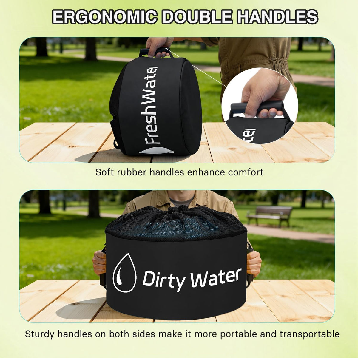 1 Pack RV Sewer Hose Storage Bag, Waterproof Black Bags with Drawstring Mesh Top RV Storage & Organization Bags Container for Sewer Fresh Water Hoses Electrical Cords Camper Tools Accessories