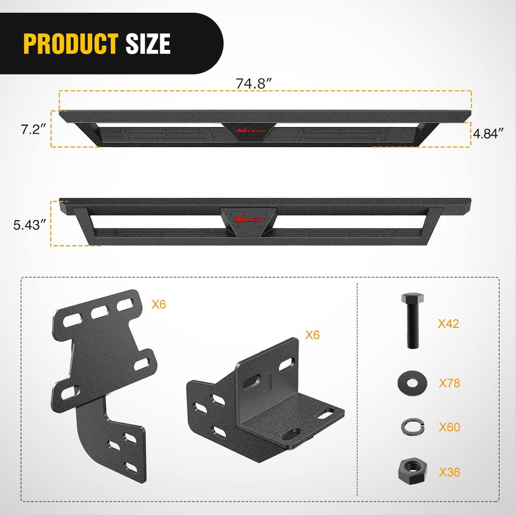 OE Style Running Boards Pair For 09-23 Dodge Ram 1500 Quad Cab – Stainless Steel