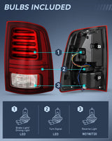 Taillight Assembly Compatible with 2013 2014 2015 2016 2017 2018 Dodge Ram 1500 2014-2018 Ram 2500 3500 LED Style Passenger Side Tail Light with Bulbs