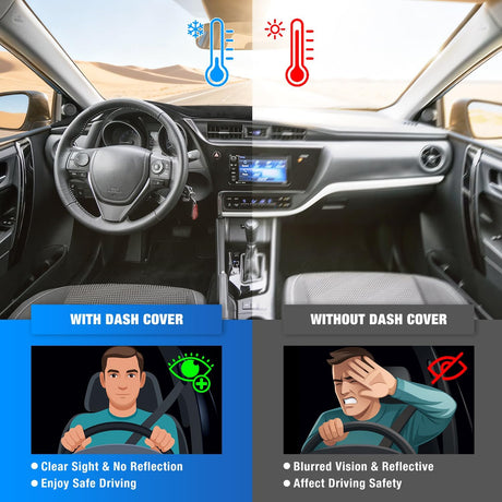 Dash Cover for Toyota Corolla 2014 2015 2016 2017 2018, Custom Fit Suede Dashboard Mat Non‑Slip Sunshade Glare Protector Interior Accessories Black