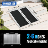 2 Feet Portable Wheelchair Ramp with Quick-Lock Non-Skid Aluminum | Handicap Ramps with Handle Folding Threshold Ramp for Home Steps, Stairs, Doorways, Scooter, Porch, Cart 800LBS Capacity