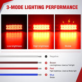 6.3 Inch Red Rectangle Side Marker Light with High Low Strobe | 12 LED IP67 Waterproof Chrome Bezel 12V Surface Mount Marker & Clearance Light Fits Pickup Trucks Trailers RVs Boats,10 Pack