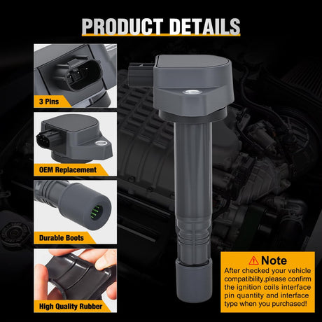 Ignition Coil Pack Fit for 2008 2009 2010 2012 2013 2014 2015 2016 Honda Accord Odyssey Pilot Ridgeline Acura RDX RL TL MDX ZDX TSX 3.5L 3.7L V6 OE# UF624 5C1722 Ignition Coils Set of 6