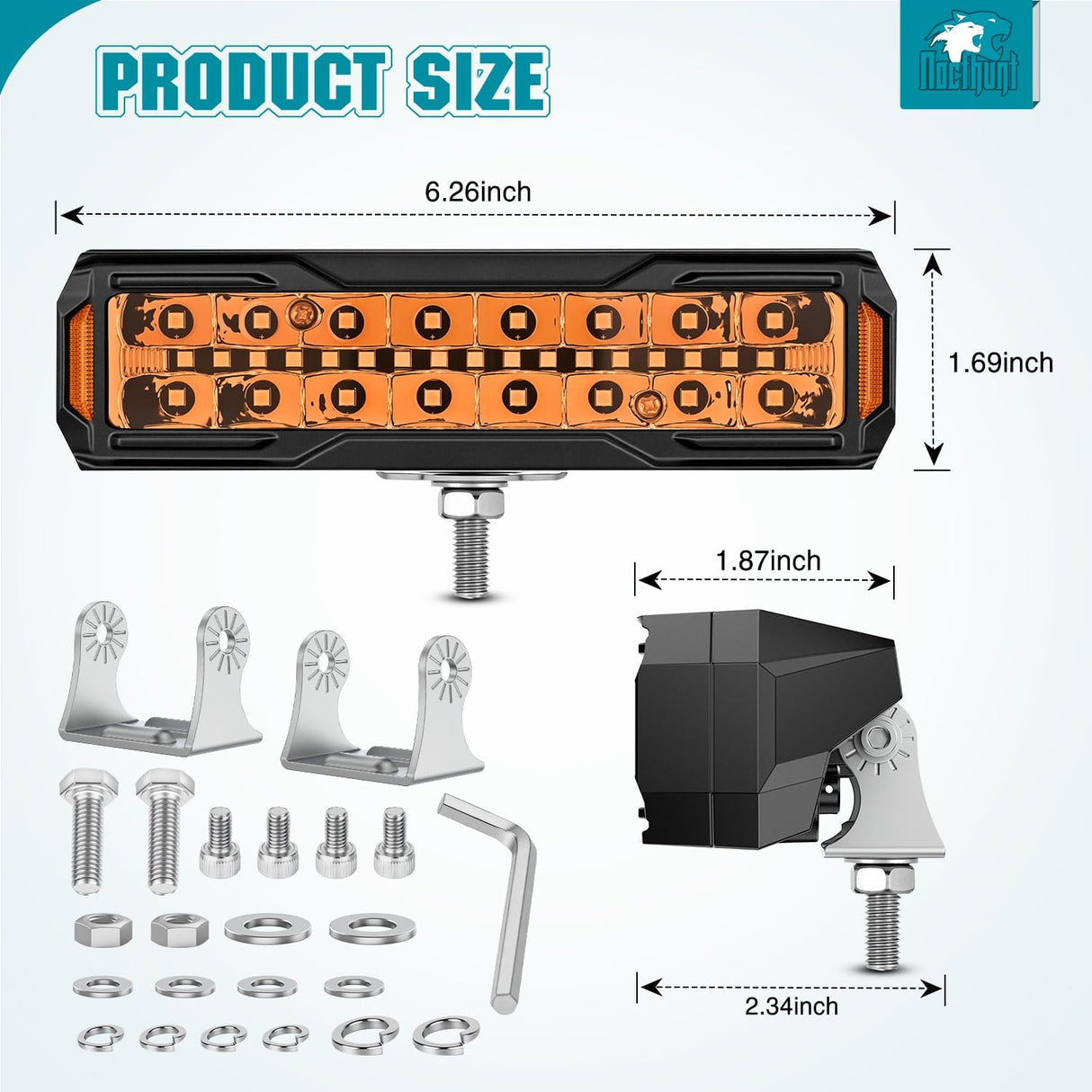 6 Inch LED Light Bar 2PCS 50W Amber Spot Flood Combo Lamps | Off Road Driving Work Fog Lights IP67 Waterproof for Truck Pickup SUV ATV UTV Boat Motorcycle 4x4 Car