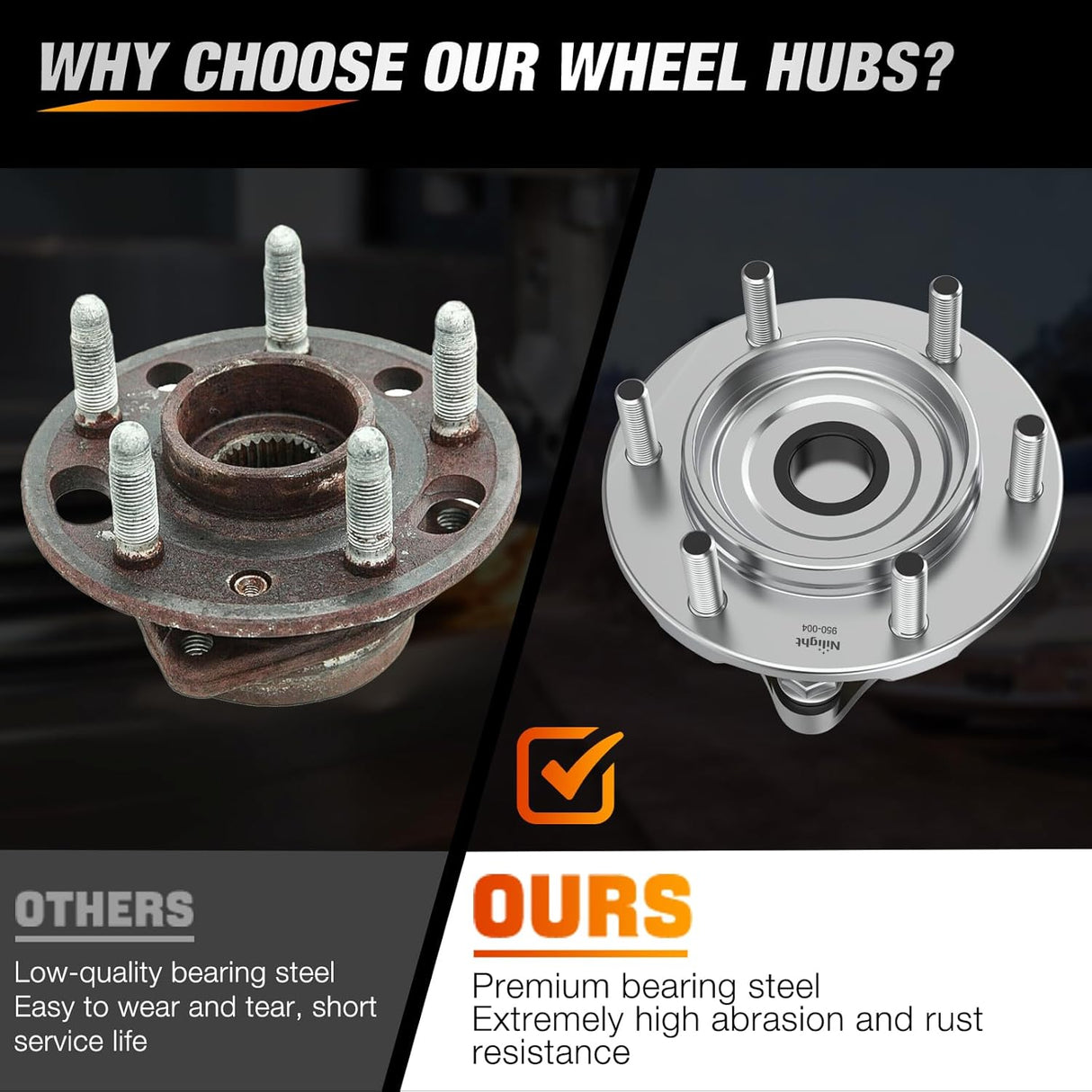 Front Wheel Bearing and Hubs Assembly for Toyota Tacoma 2005-2016 2017 2018 2019, 4Runner 2003-2016, FJ Cruiser 2007-2009, Hilux 2005-2017, 2WD Only, 6 Lugs w/ABS-950-004 2Pack