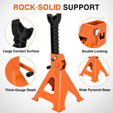 3 Ton Jack Stands, Double Locking Heavy Duty Steel 6,600 lbs Capacity, Adjustable 11.22 Inch-16.53 Inch Height for SUV Sedan Pickup Light Truck, 2 Pack