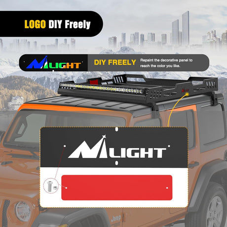 Roof Rack Cargo Basket with LED Light Bar Compatible with 2007-2026 Wrangler JK JL Unlimited & Gladiator JT 4 Door Hardtop, JKU JLU Luggage Rooftop Storage Carrier