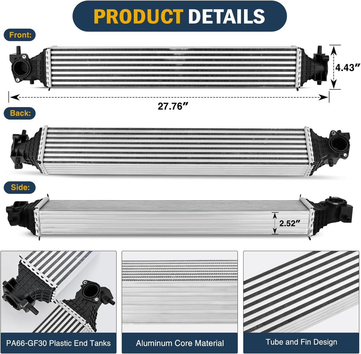 Intercooler Compatible with Honda CR-V CRV 2017 18 19 20 21 2022 L4 1.5L Turbocharged SUV Aluminum Turbo Intercooler Charged Air Inter Cooler Replace 18097,961542,30446,19710-5PA-A01,HO3012101
