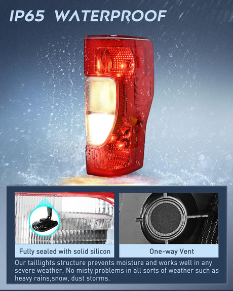 Taillight Assembly Compatible with 2020 2021 2022 Ford F250 F350 Super Duty Non-Blind Spot Halogen Type Rear Tail Light Passenger Side