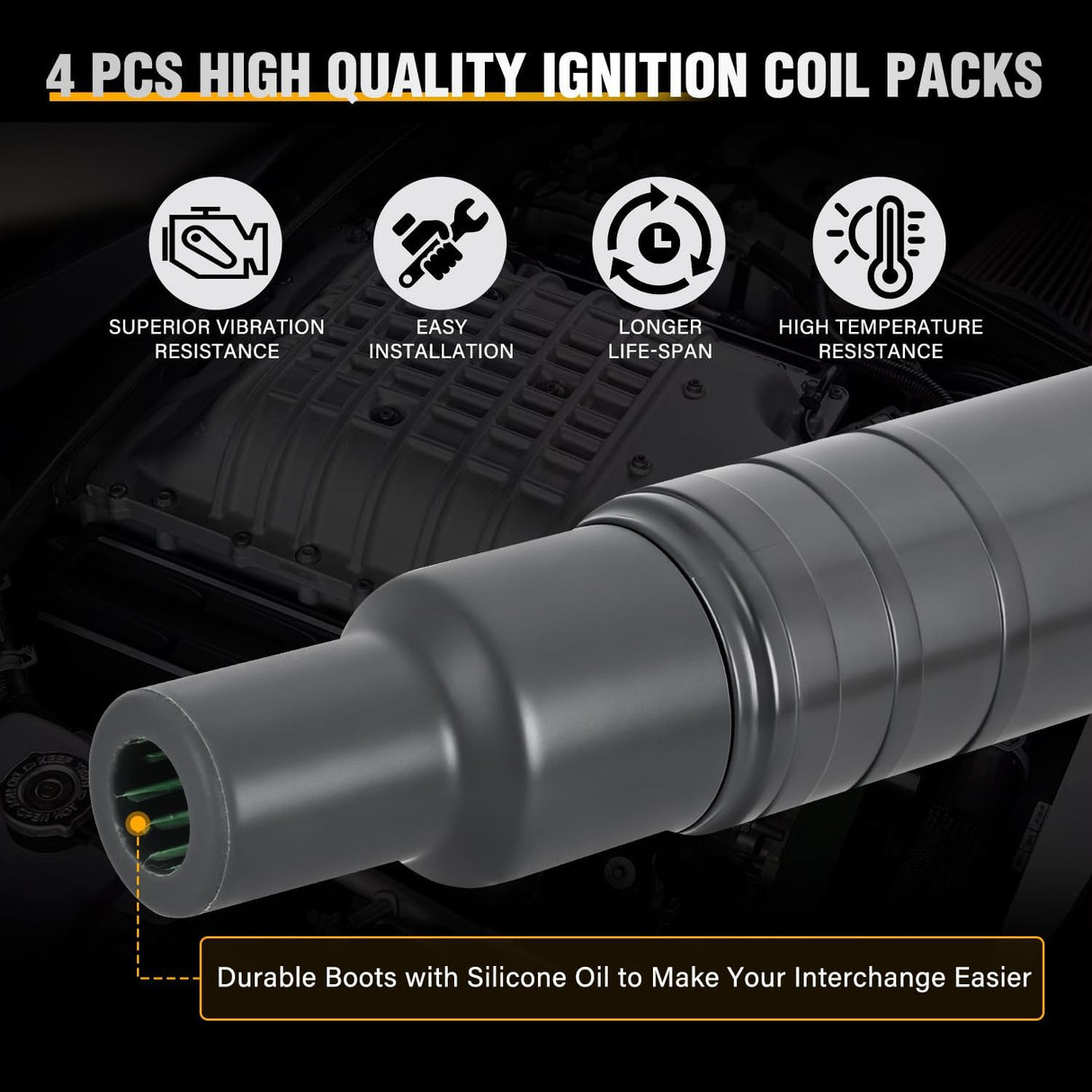 Ignition Coil Pack Fit for Toyota Chevy Prizm Pontiac Vibe Corolla Matrix Celica MR2 Spyder 2000 2001 2002 2003 2004 2005 2006 2007 2008 1.8 L4 OE# UF247 UF315 C1249 Ignition Coils Set of 4