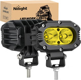 LED Pod Light 24W 4 Inch 2PCS Yellow Flood Beam Driving Lights Pods IP67 Waterproof Auxiliary Offroad Lighting for Truck Tractor SUV ATV UTV Golf Cart Boat Motorcycle Dirt Bike