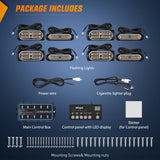 8PCS Led Strobe Lights with Controller 12V 24V Sync Feature Amber Light 12 24 LED Surface Mount Emergency Hazard Warning for Vehicle Car Truck RV ATV