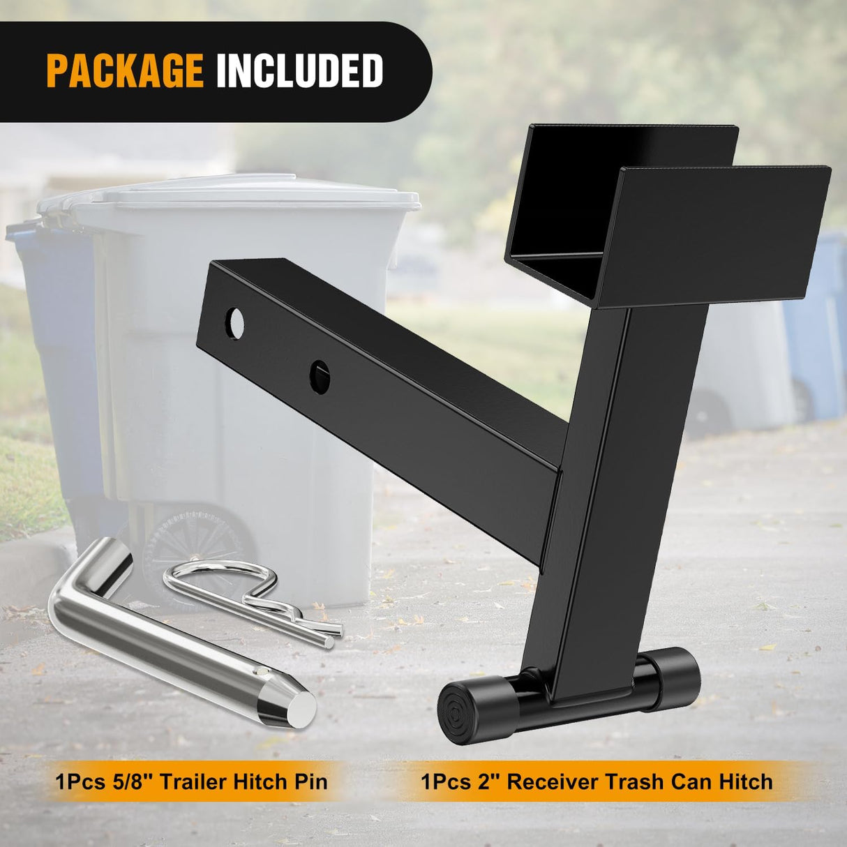2 Inch Trash Can Hauler Grabber Hitch Receiver Heavy Duty Garbage Hauling Towing Hitch Attachment Fit for Lawn Mower Garden Tractors Black