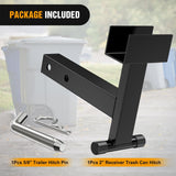 2 Inch Trash Can Hauler Grabber Hitch Receiver Heavy Duty Garbage Hauling Towing Hitch Attachment Fit for Lawn Mower Garden Tractors Black