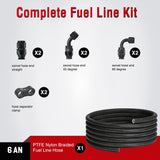 6AN 10FT PTFE Fuel Hose Kit with 8PCS AN6 Fittings&Hose Separators | Fit E85 Nylon Stainless Steel Braided Fuel Hose Universal for Automotive Racing Engines