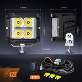 Side Shooter LED Light Pods with Amber DRL 4 Inch 26 W Spot Flood Combo LED Cubes Light w/ 16AWG Wiring Kit for Offroad Driving Fog Light Auxiliary Light on Truck ATV UTV