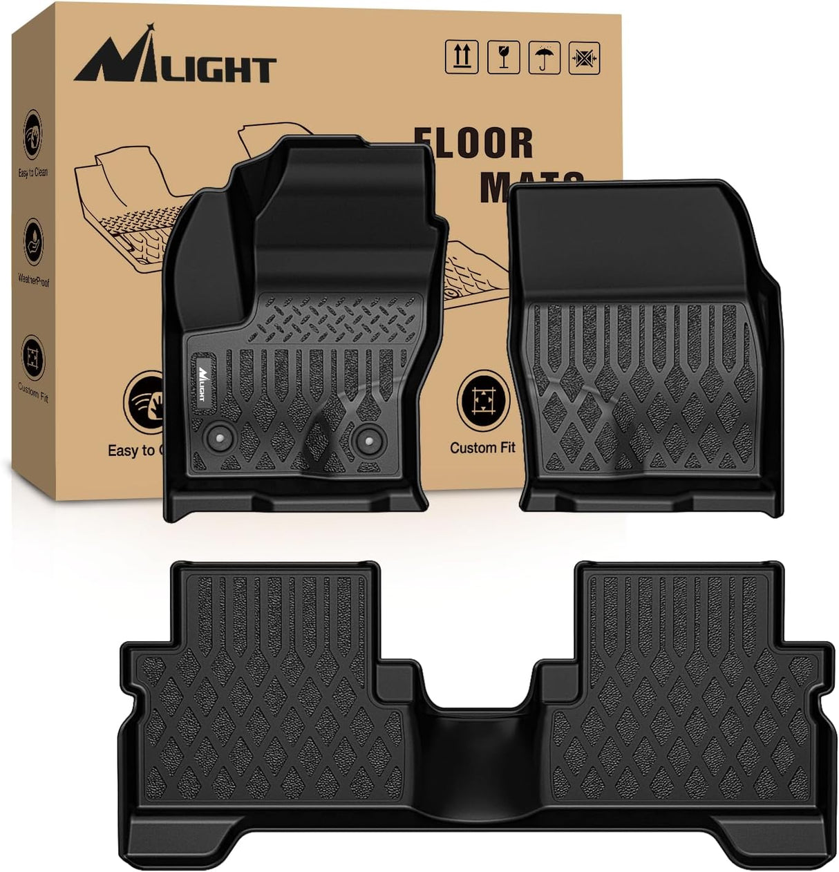 TPE Floor Mats for Ford Escape 2013-2019 / Ford C-Max 2013 2014 2015 2016 2017 2018 All Weather Custom Fit Heavy Duty Floor Liners