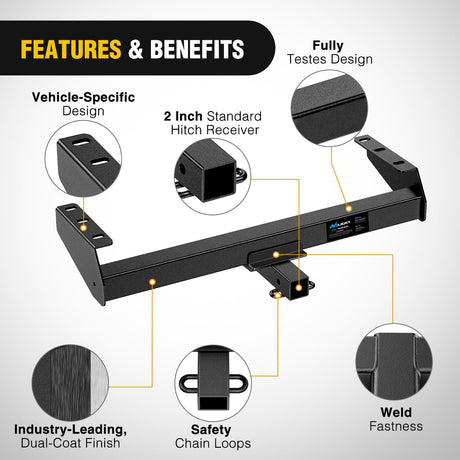 Class 3 Trailer Hitch 2 Inch Receiver Tow Hitch Compatible with Suzuki Equator 2009-2012, Nissan Frontier 2005-2026, Multi-Fit Hitch for Ball Mount Cargo Carrier Bike Rack, Black Powder Coated