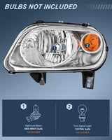 Headlight Assembly Compatible with 2006 2007 2008 2009 2010 2011 Chevy HHR Halogen Type Factory OE Style Chevrolet HHR Replacement Chrome Housing Amber Reflector Passenger and Driver Side