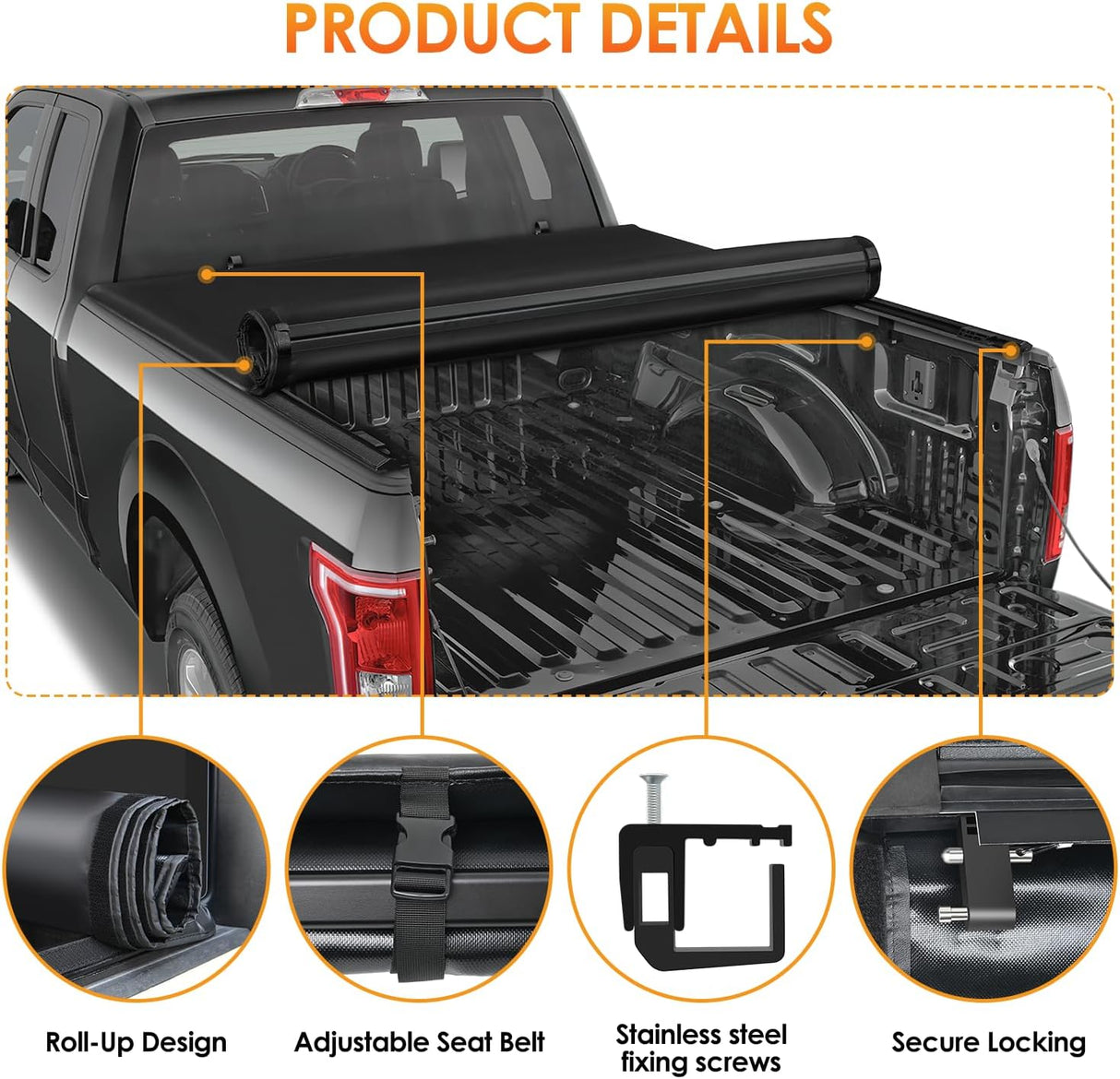 Soft Roll-Up Tonneau Cover for Toyota Tundra 2022 2023 2024 2025 2026 5.5ft Bed, Low Profile Weather-Resistant Truck Bed Cover, Cargo Protection