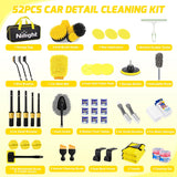 Automotive Tools 52PCS Car Detailing Kit Auto Cleaning Tools Wash Set with Storage Carry Bag Home Use for Interior Exterior Deep Clean Polish Car Care Windshield Dashboard Seat Air Vents Wheels Tires, Yellow