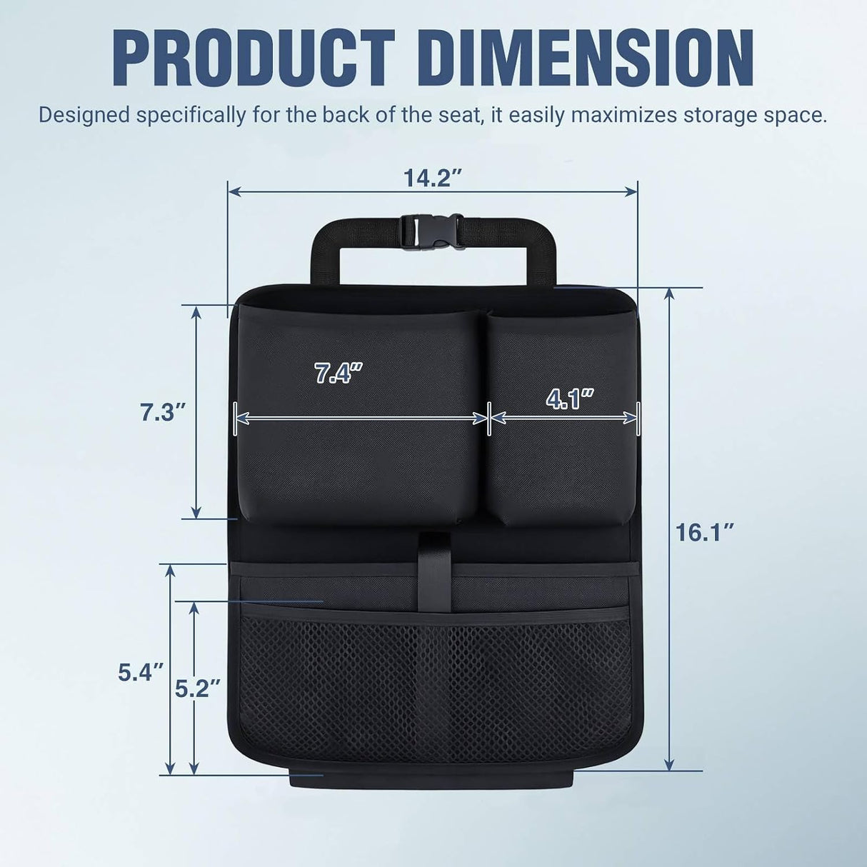 Car Seat Back Organizer 2PCS Black Oxford Fabric Universal | Multi Compartment Cup Holder Hanging Storage Bag Scratch Resistant Durable Design for Cars Vans SUVs MPVs Pickup Trucks