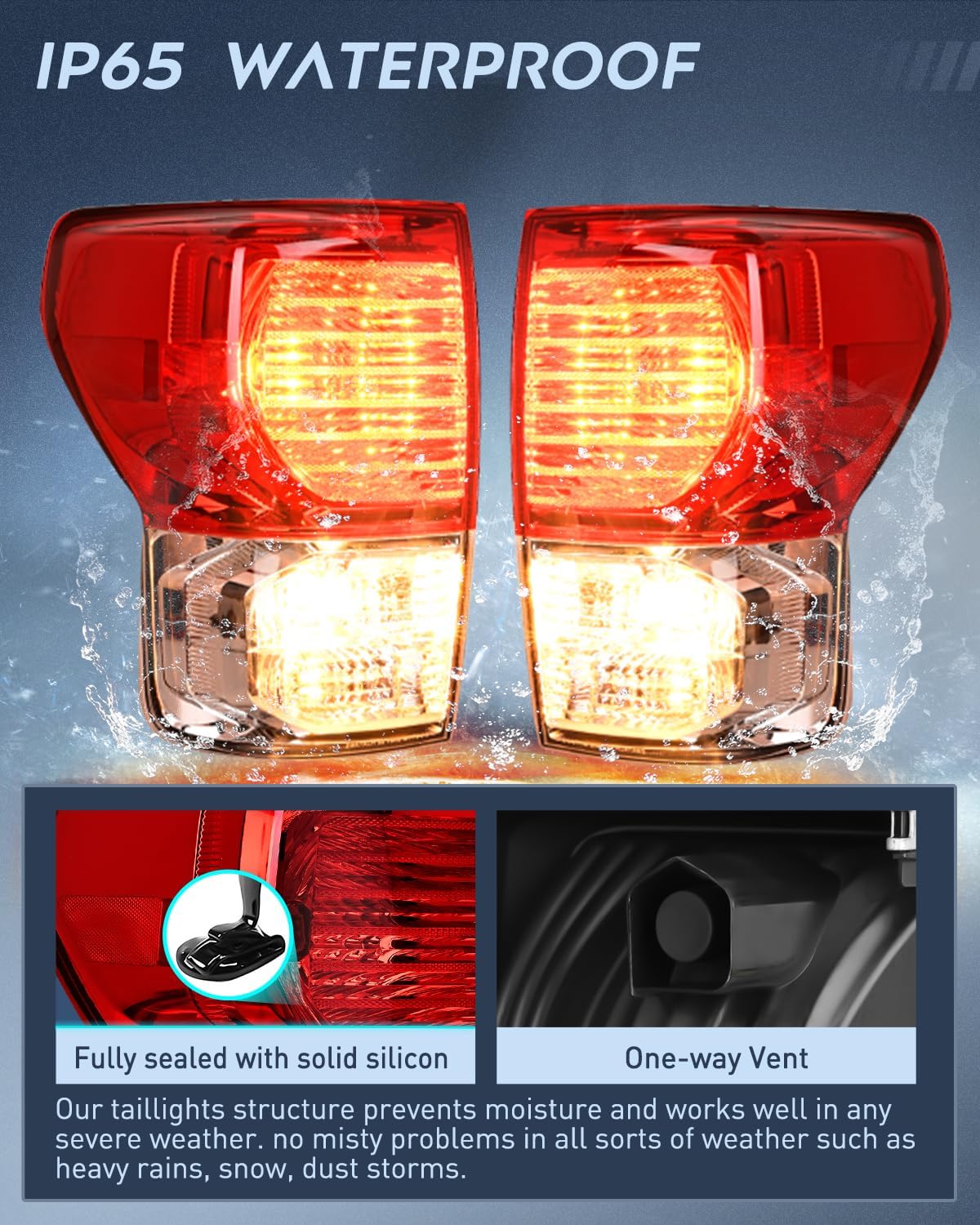 Taillight Assembly Compatible with 2007 2008 2009 2010 2011 2012 2013 Toyota Tundra Rear Tail Light Lamp Replacement OE Style Driver and Passenger Side