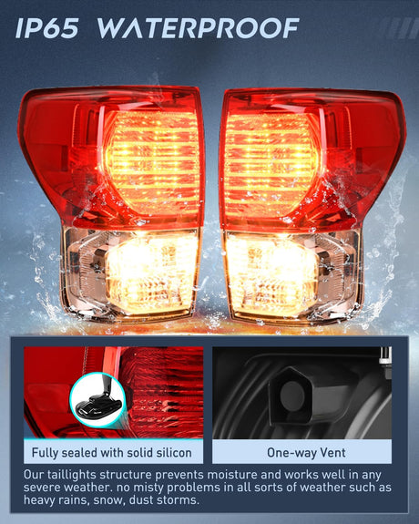 Taillight Assembly Compatible with 2007 2008 2009 2010 2011 2012 2013 Toyota Tundra Rear Tail Light Lamp Replacement OE Style Driver and Passenger Side