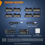 8PCS Led Strobe Lights with Controller 12V 24V Sync Feature Amber Strobe Light 12 LED Surface Mount Emergency Hazard Warning Lights with Strobe Controller for Vehicle Car Truck RV ATV