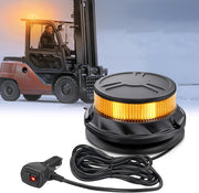Amber Beacon Light 12V-24V Aluminum Base Flashing Safety Warning Lights Permanent & Magnet Mount LED Emergency Rotating Strobe Light for Forklift Truck Tractor UTV Snow Plow, 2 Years Warranty