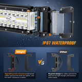 Side Shooter Light Bar 7 Inch Triple Row Spot Flood Combo Work Off Road Lighting on Truck SUV ATV UTV