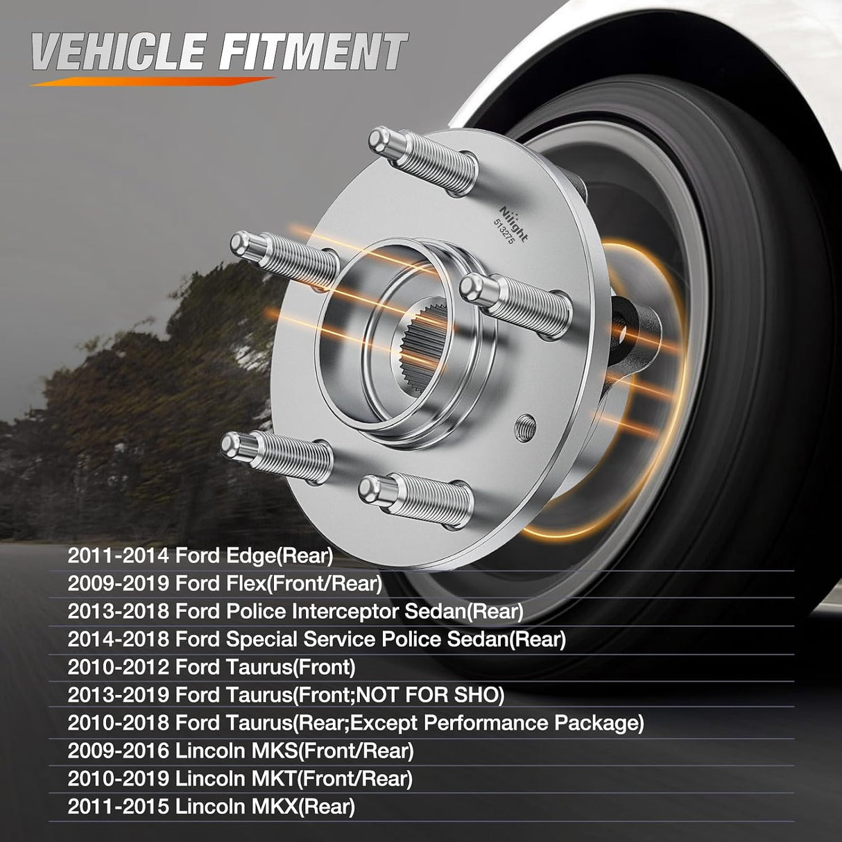 Front or Rear Wheel Bearing and Hub Assembly for Ford Taurus 2010–2019 (Not for SHO/Performance Package), Ford Flex 2009–2019, Lincoln MKT, Edge Rear 2011-2014, 513275-2Pack