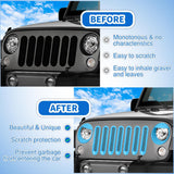 Grill Inserts fit for Jeep Wrangler Front Grille Mesh Inserts & Headlight Cover Set for JK JKU Unlimited Sports Sahara Freedom Rubicon 2007-2018 Clip-in Trim Exterior Accessories Blue 9 Pcs