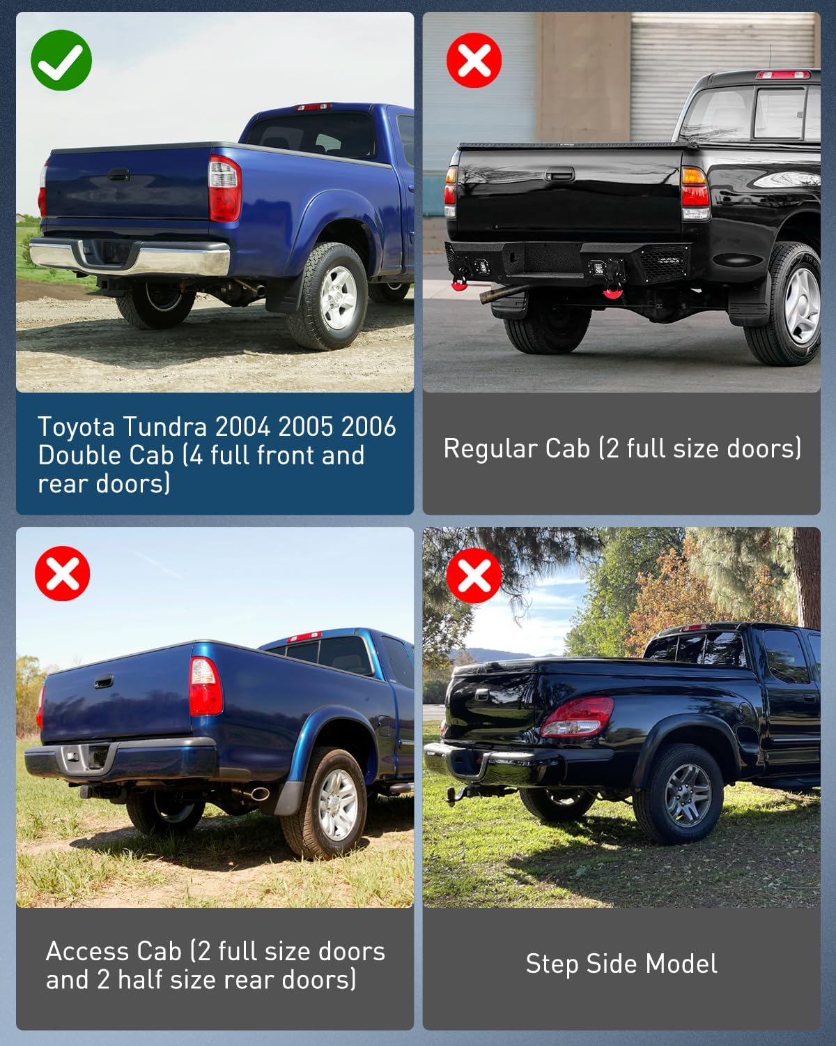 Taillight Assembly Compatible with 2004 2005 2006 Toyota Tundra 4 Door Double Cab and Crew Cab Tail Light OE Style Rear Lamp Replacement Driver and Passenger Side