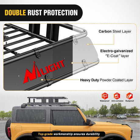 84 Inch x 39 Inch x 6 Inch Universal Roof Rack Cargo Basket Heavy-Duty 250LBS Capacity Rooftop Cargo Carrier with Cargo Net Ratchet Straps Luggage Holder for SUV Truck Vehicle