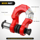 2 Pack 3/4 Inch D-Ring Separate Shackle with 7/8 Inch Lock Pin 45,000 lbs Break Strength, Off Road Recovery Shackle with Isolators Washers for Use with Tow Strap, Winch, Truck Vehicle (Red)