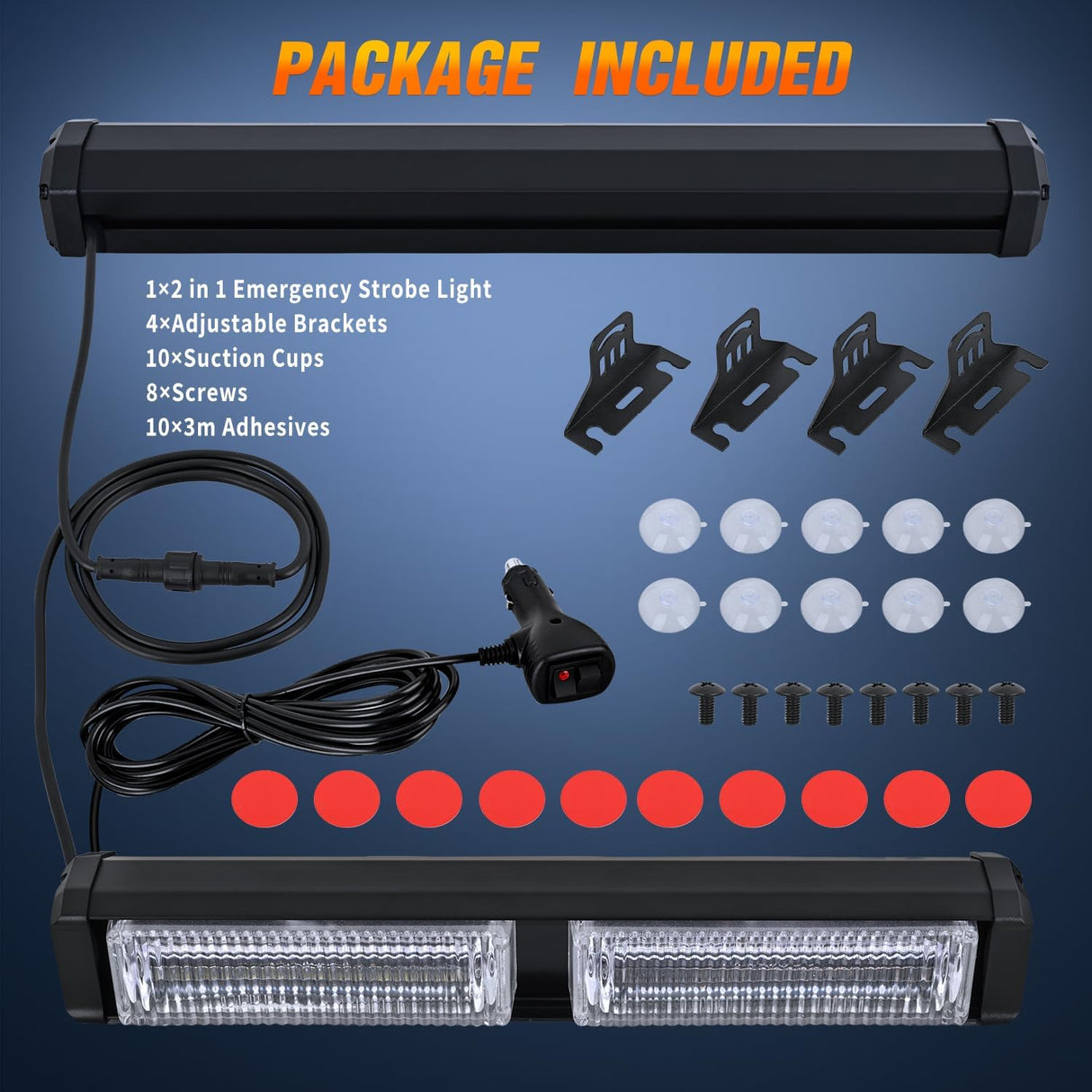 40LED Green Emergency Strobe Traffic Advisor Light Bar with Suction Cups Dash Safety Warning Hazard Flashing Lights Interior Front/Rear Windshield for Trucks Construction Vehicles