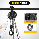 Manual Chain Hoist with Upgrade G70 Galvanized Chain1 Ton 2200 lbs Capacity 10 ft Lifting Height with 2 Hooks Heavy Duty Pulley Hoist for Garage Warehouse Automotive Machinery