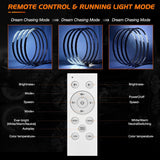 4PCS 15.5inch Double Row LED Wheel Ring Lights Pure White with Remote Control w/Turn Signal Braking and Reverse Function Dual Row for Car Van SUV Truck