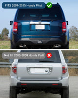 Taillight Assembly Compatible with 2009 2010 2011 2012 2013 2014 2015 Honda Pilot Red Clear Tail Lights Rear Lamp Replacement OE Style Driver and Passenger Side w/Bulbs