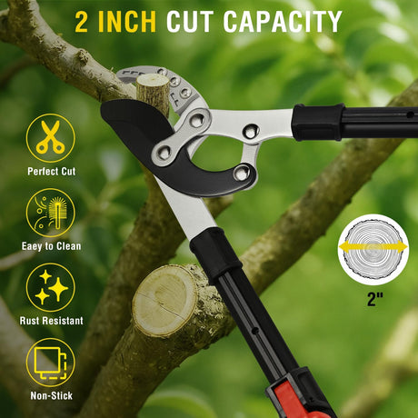 27-35 Inch Extendable Loppers for Tree Trimming Heavy Duty Tree Trimmer Bypass Loppers with Compound Action Sharp Anvil Blade up to 2 Inch Cut Capacity Branch Cutter Chops Thick Branches Ease