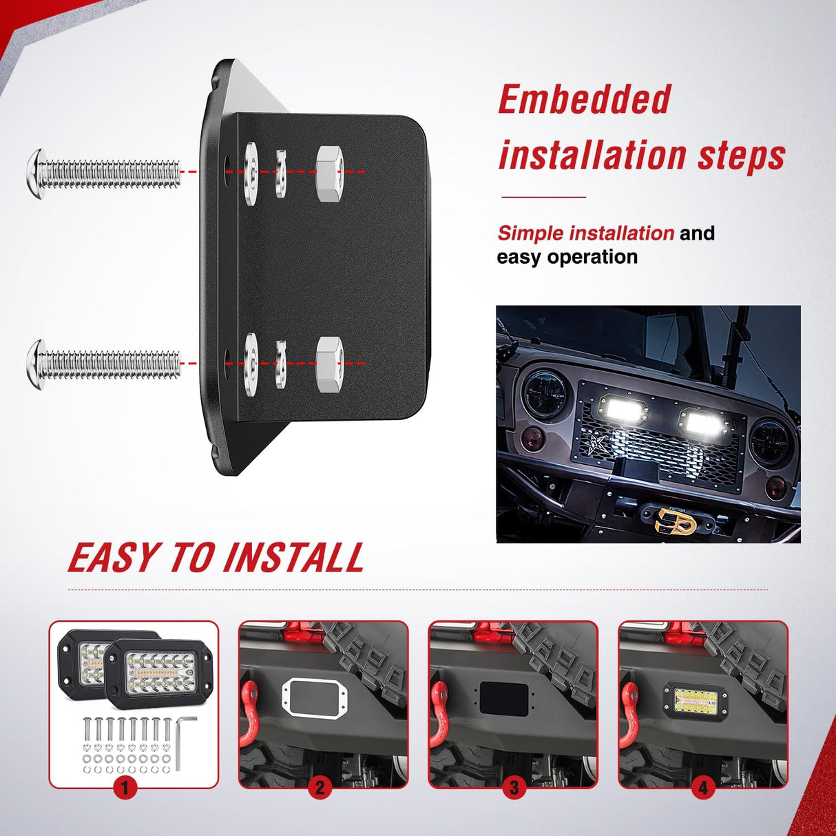 Flush Mount LED Light Pods 2PCS 6 Inch 39W Amber White 3 Lighting Modes Fog Lights Spot Flood Beam with Dual Control 18AWG Wiring Harness for Truck Pickup Golf Cart UTV ATV SUV Boat 4x4 Car