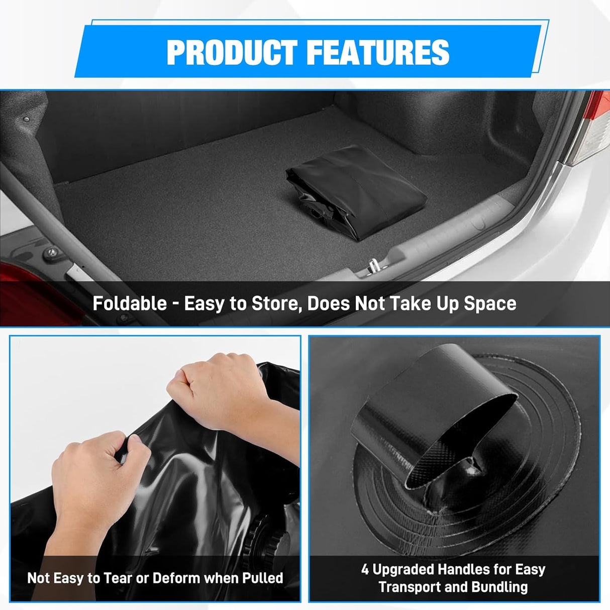 246Gal/1000L Water Storage Bladder, RV Potable Water Bladder Tank Camping 1000D PVC Foldable Collapsible Storage Containers for Truck Bed Carrier Garden Irrigation Emergency Water Use, Black